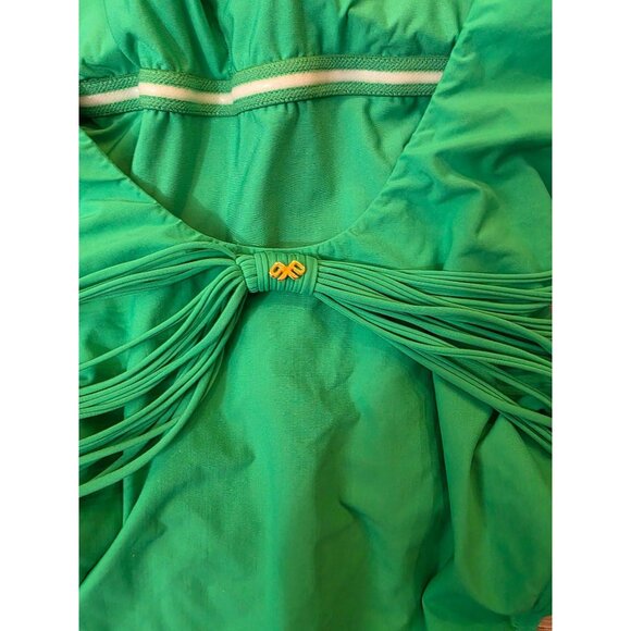 PQ NWT Green Swimsuit Gold Beaded Macrame One Piece Large - Picture 6 of 8